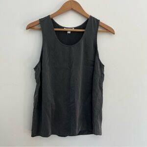 Lunya Charcoal Gray Sleeveless Sleep Tank Top w Split Back 100% Silk Medium